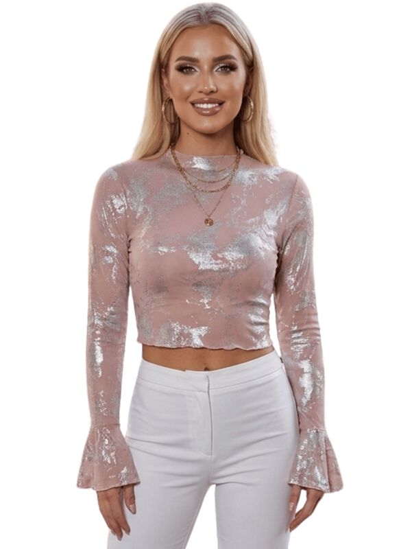 Blusa Brillante De Manga Larga Malabis Bl-1040 ... image number null