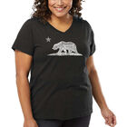 Camiseta De Talla Grande Cuello En V Word Art Para Mujer - Oso de California- Gris