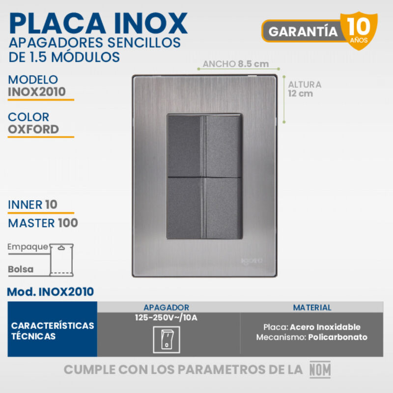 Paquete 5 piezas Placa Armada 2 Apagadores Senc... image number null