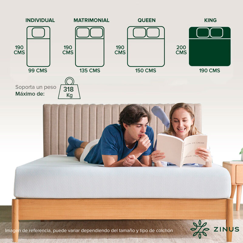 Zinus | Colch&oacute;n King Memory Foam 30 Cm Sue&ntilde;o Fr... image number null