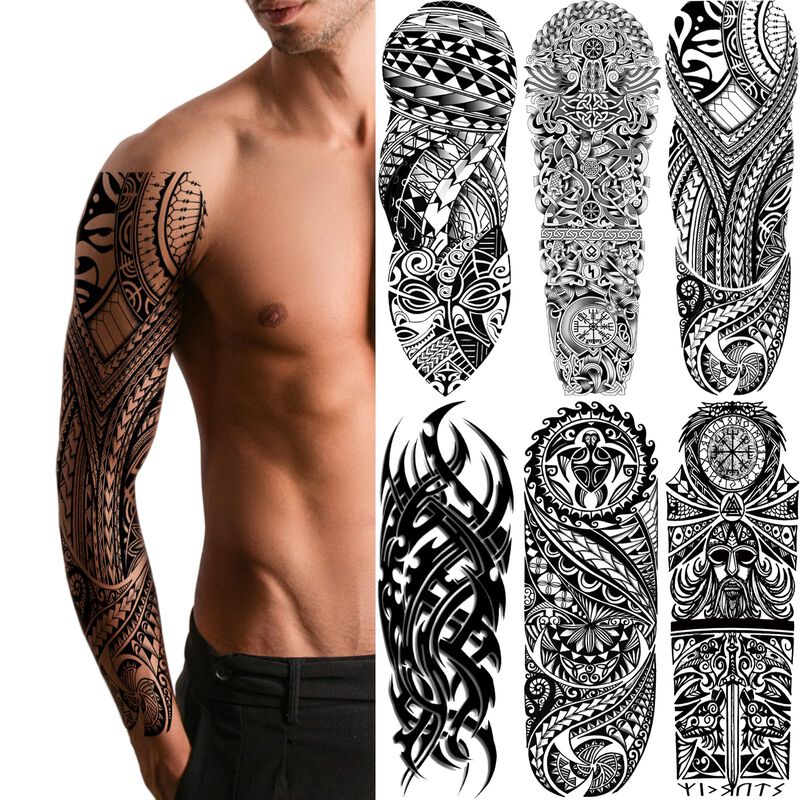 Manga De Tatuaje Temporal Briyhose 6 L&aacute;minas Ne... image number null