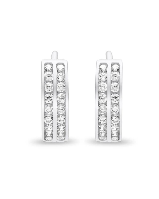 Arracadas De Oro Blanco 14k Con Zirconias (10mm... image number null