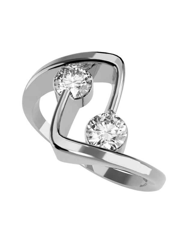 Anillo de Compromiso en Oro Blanco 10K con Circ... image number null