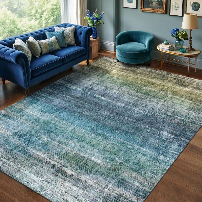 Alfombra Kokia 244 &times; 152 cm Azul Turquesa Y Ver... image number null