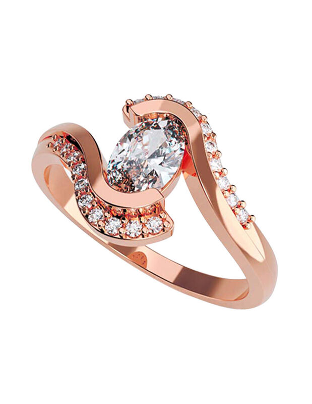 Anillo de Compromiso en Oro de 10K con Circonia... image number null