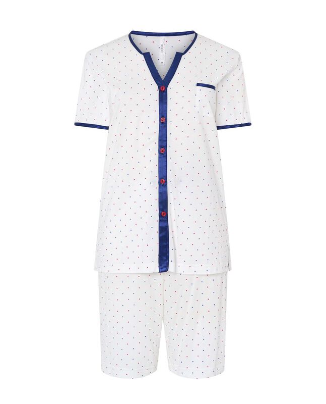 Pijama de Mujer Manga Corta con Topitos Marino image number null