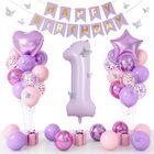 Globos Dagetar 1er Cumplea&ntilde;os Rosa Y Morado Para Ni&ntilde;a