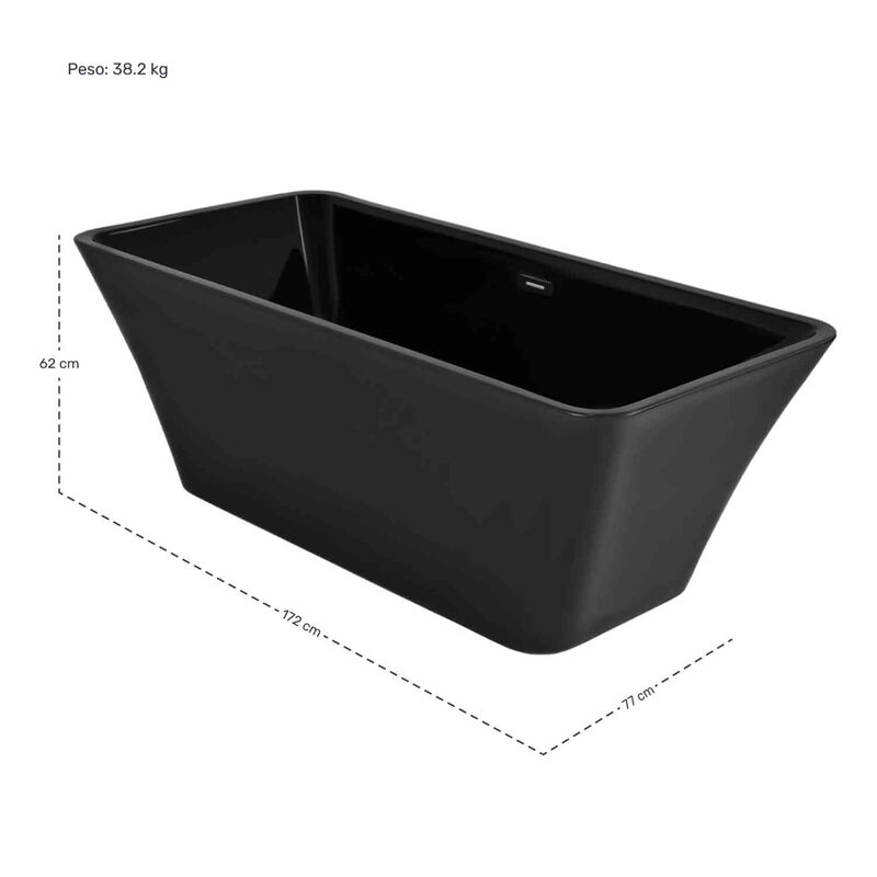Tina Baño Negra Premium Lujo 280l Fibra Vidrio ... image number null