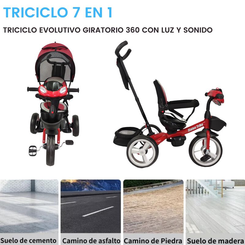 Triciclo Evolutivo 7en1 Con Asiento Giratorio 3... image number null