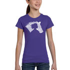 Camiseta Word Art Para Ni&ntilde;a - Ni&ntilde;a y Caballo - Morado