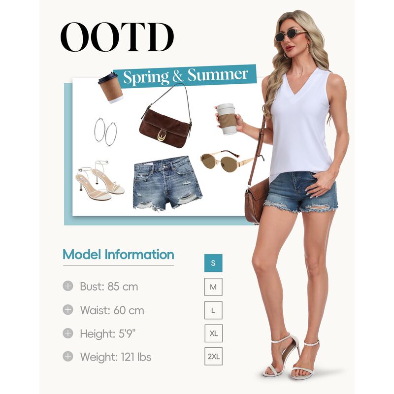Top Sin Mangas Gayhay, Cuello En V, Blanco image number null