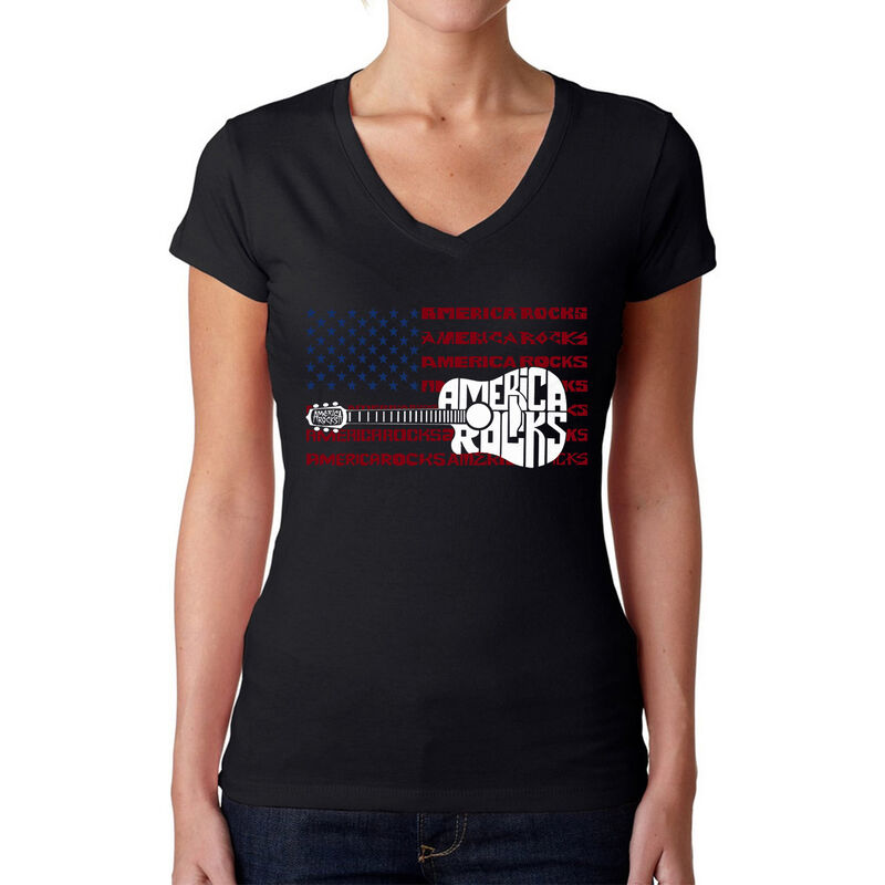 Camiseta De Cuello En V Word Art Para Mujer - A... image number null