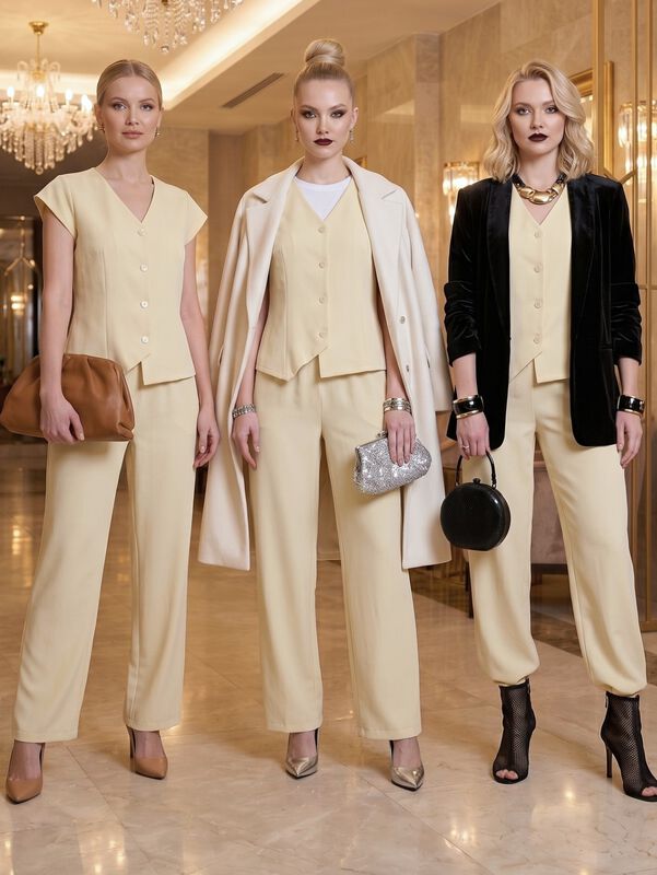 Conjunto 2 Piezas Elegante, Chaleco Con Botones... image number null
