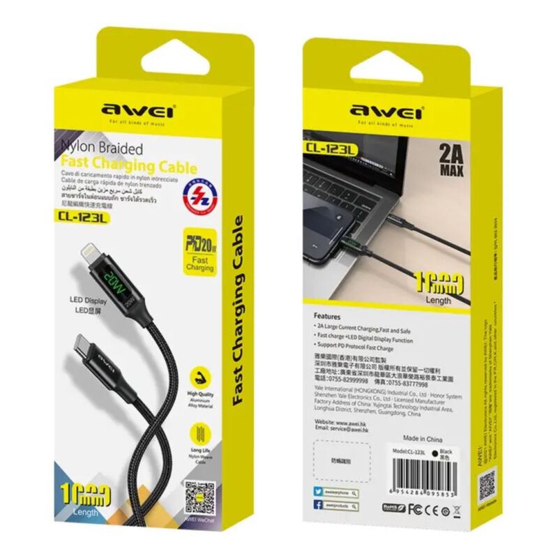 Awei Cl-123l Cable De Carga Tipo Usb/tipo C (ni... image number null