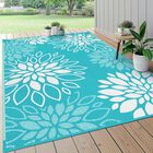 Alfombra Hebe Impermeable 150 cm Floral Reversible Para Patio