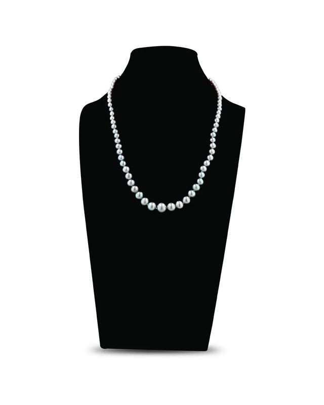 Collar De Oro Amarillo 14k Con Perlas Grises (4... image number null