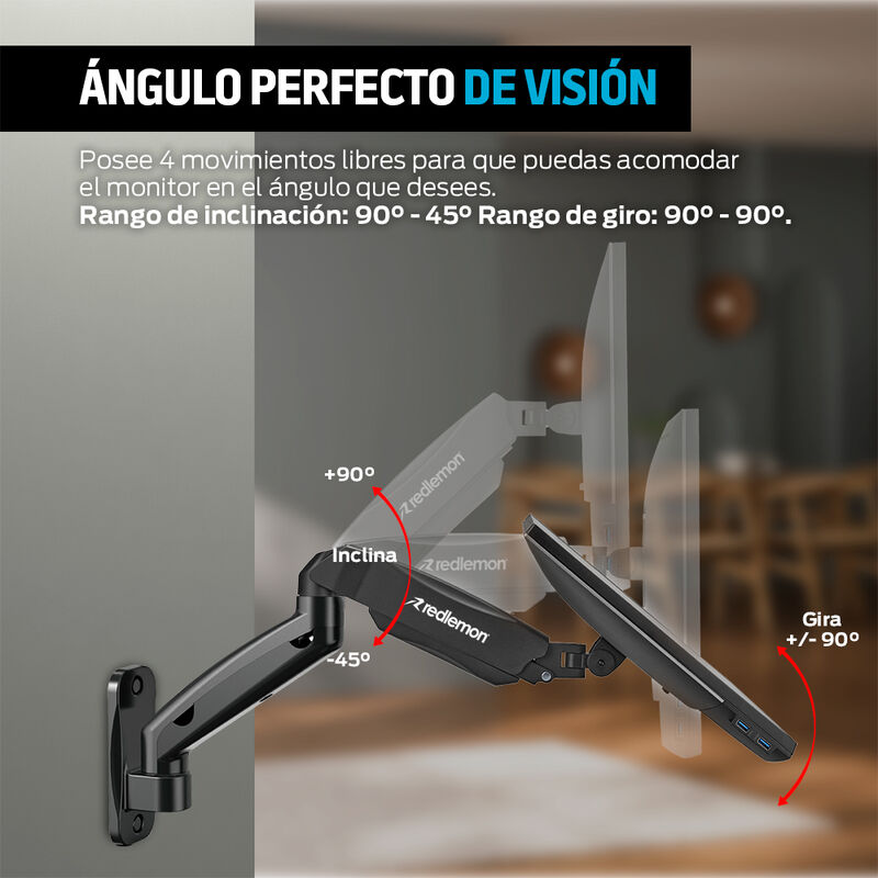 Soporte para Monitor de Pared Brazo Móvil Hidrá... image number null