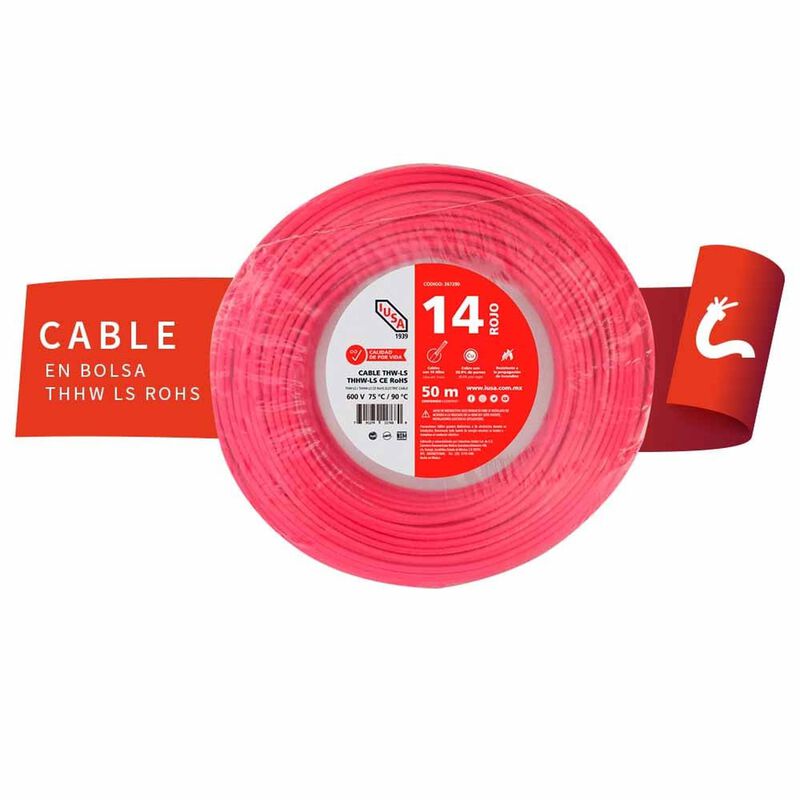Cable Thhw-ls Rohs Calibre 14 Awg Rojo 50m image number null