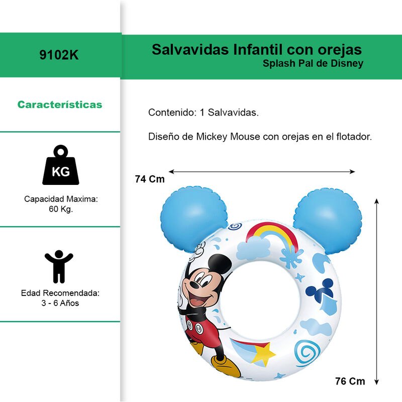 Salvavidas Infantil Dona Infable De Mickey Mous... image number null