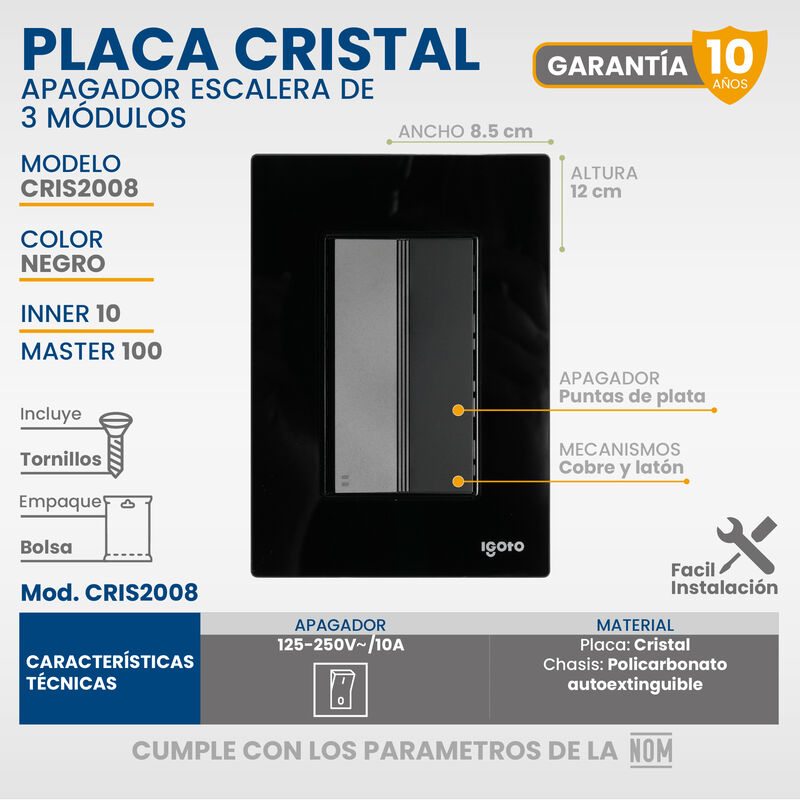 Placa Armada Cristal IGOTO CRIS1008-2008 con 1... image number null