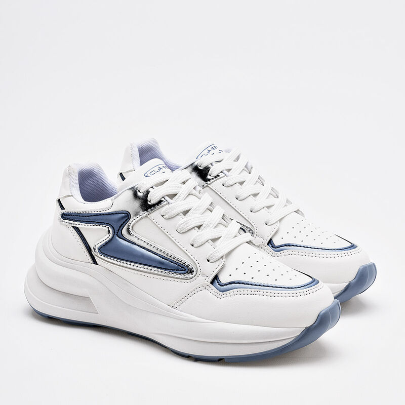 Clasben Tenis urbano para mujer blanco azul pla... image number null