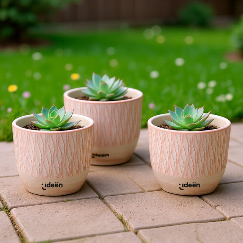 Set De 3 Macetas Ideen Arcilla Color Rosa image number null