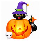 Inflable Halloween Calabaza Gato Negro Brujo 1.52m Luz Led
