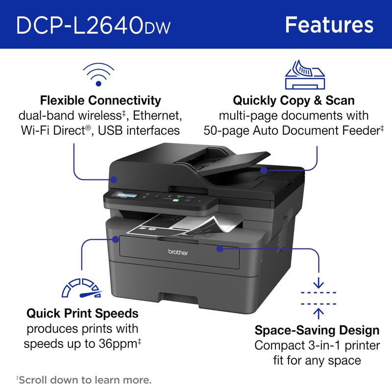 Impresora L&aacute;ser Brother Dcp-l2640dw L&aacute;ser Monoc... image number null
