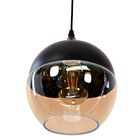 L&aacute;mpara Colgante Redonda Con Cristal Negro Y &Aacute;mbar