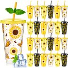 Vaso Reutilizable Uiifan 709 ml Girasol &ndash; Pack De 24 Con Pajilla