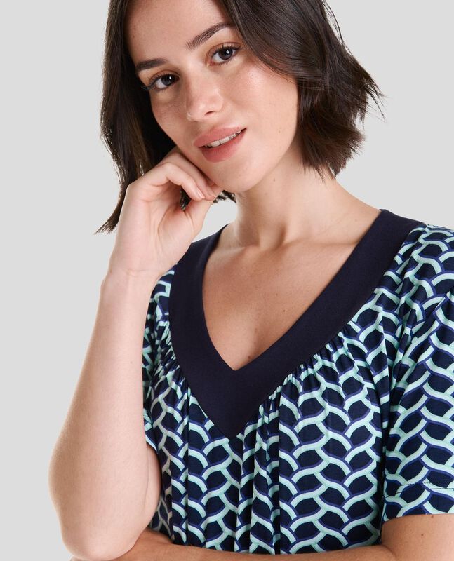 Vestido Corto Cuello Pico Marino image number null