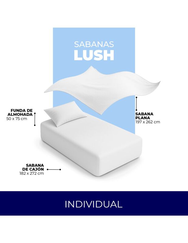 Juego de S&aacute;banas Lush 300 Hilos 100% Algod&oacute;n Bl... image number null