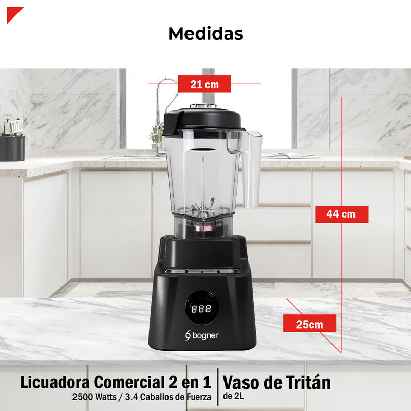 Bogner Licuadora 2 En 1 2500w Trit&aacute;n 2l + Vaso ... image number null