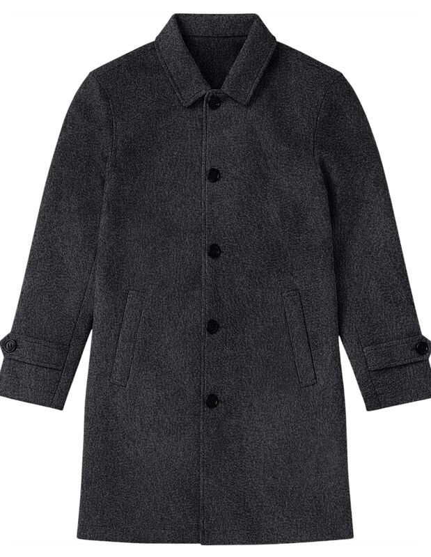 Abrigo Largo Hombre Gamuza Premium Gris Obscuro... image number null