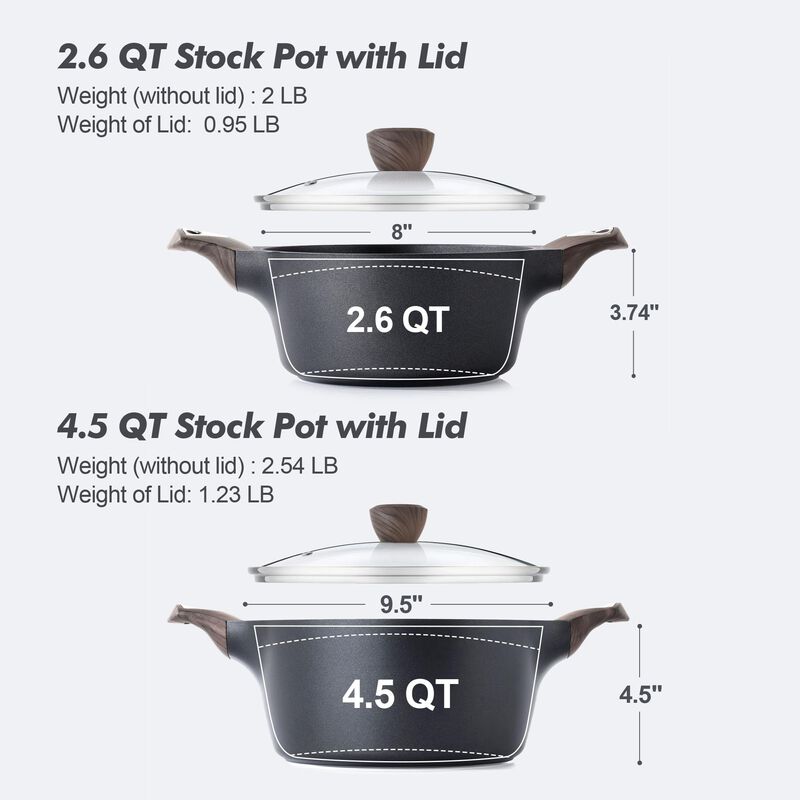 Olla Sensarte Antiadherente 2.6 + 4.5 Qt - Negr... image number null