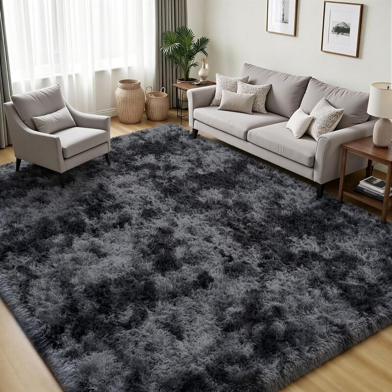Alfombra Plhxfr 142x152 cm Negro Y Gris De Pelo... image number null
