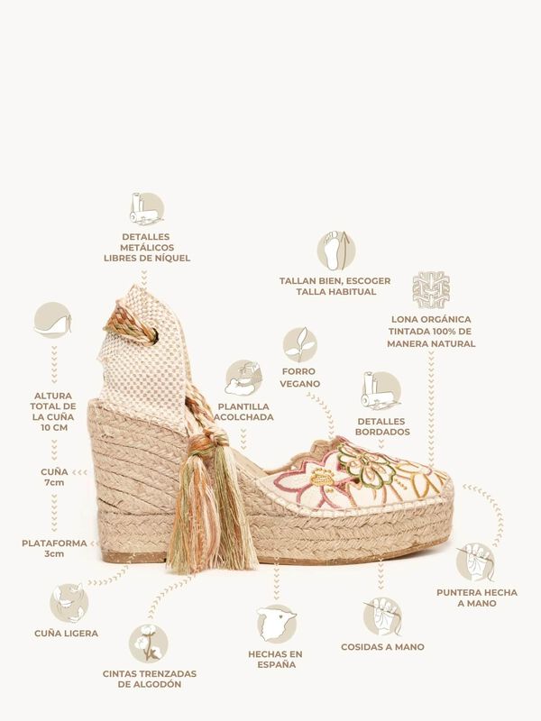 Alpargata de Cu&ntilde;a Alta Romero Bordada Rosa image number null