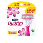 Recambios De Afeitar Schick Quattro Para Mujer, Paquete Econ&oacute;mico De 8 Unidades