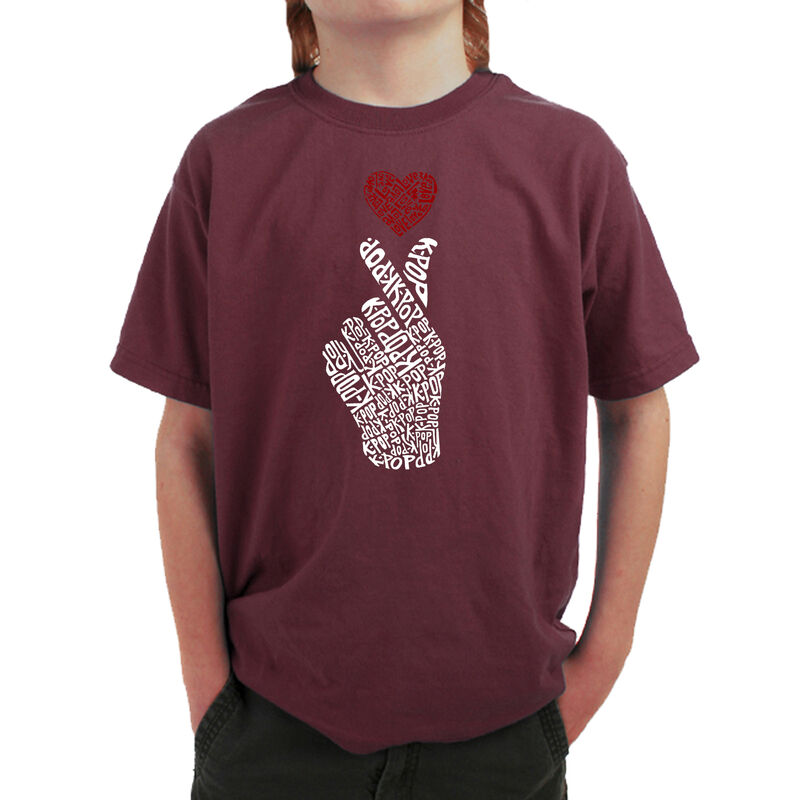 Camiseta Word Art Para Ni&ntilde;o - K-Pop - Granate image number null
