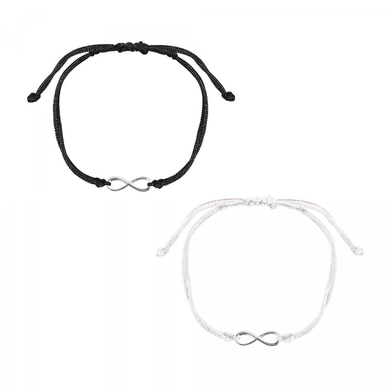 Set 2 pulseras infinito de plata con hilo blanc... image number null