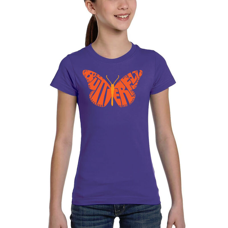 Camiseta Word Art Para Ni&ntilde;a - Mariposa - Morado image number null