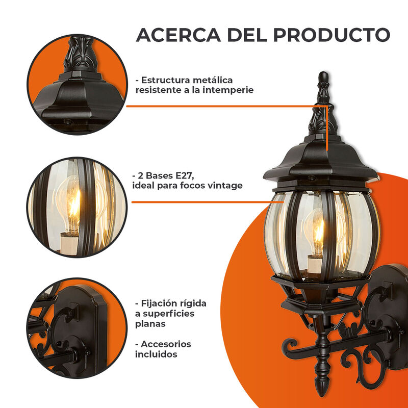 Lampara De Exterior Sobreponer Muro Decorativa ... image number null