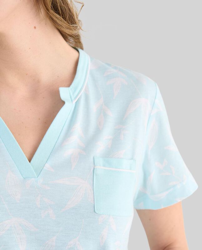 Camis&oacute;n Corto de Mujer con Hojas Verde image number null