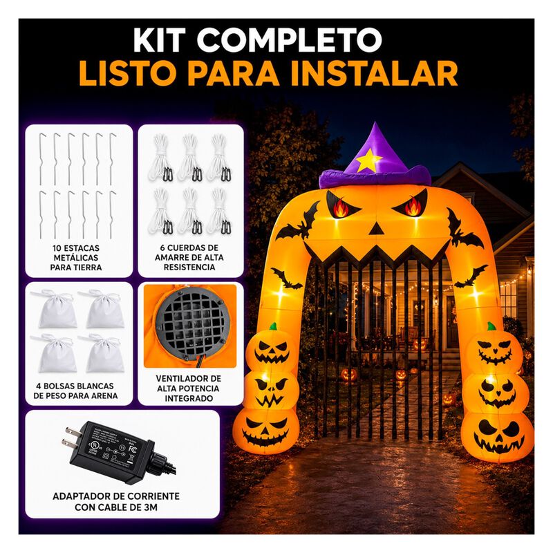 Inflable Halloween Arco Calabaza Bruja Gigante ... image number null