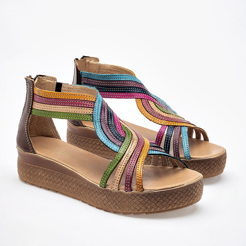 Mora Tierra Sandalia para mujer camel multicolo... image number null