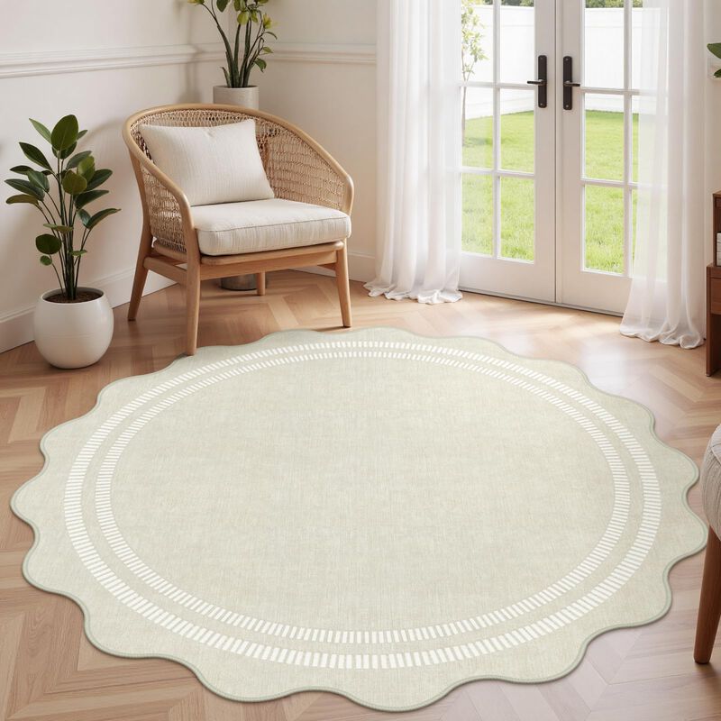 Alfombra Redonda Lavable Lorwer 150 cm Para Sal... image number null