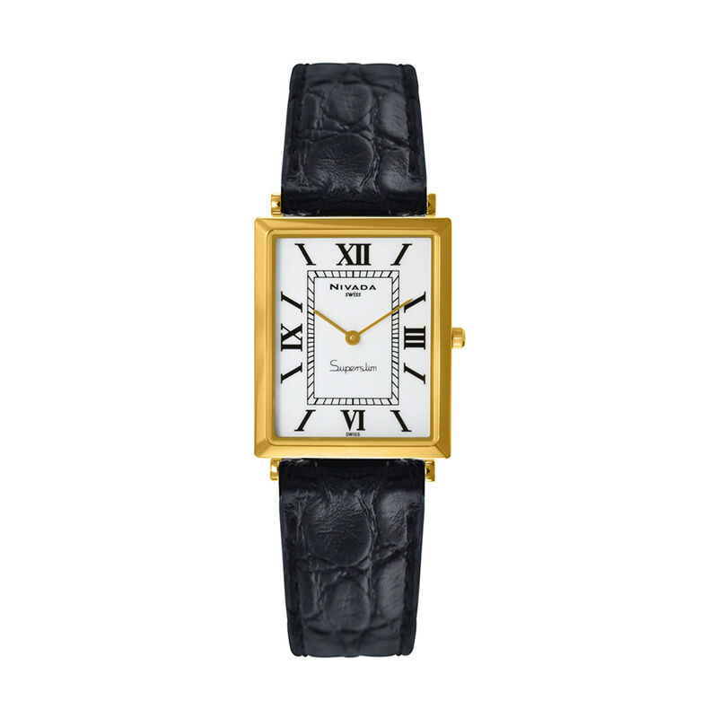 Reloj Nivada Superslim Dama Piel Dorado Blanco ... image number null