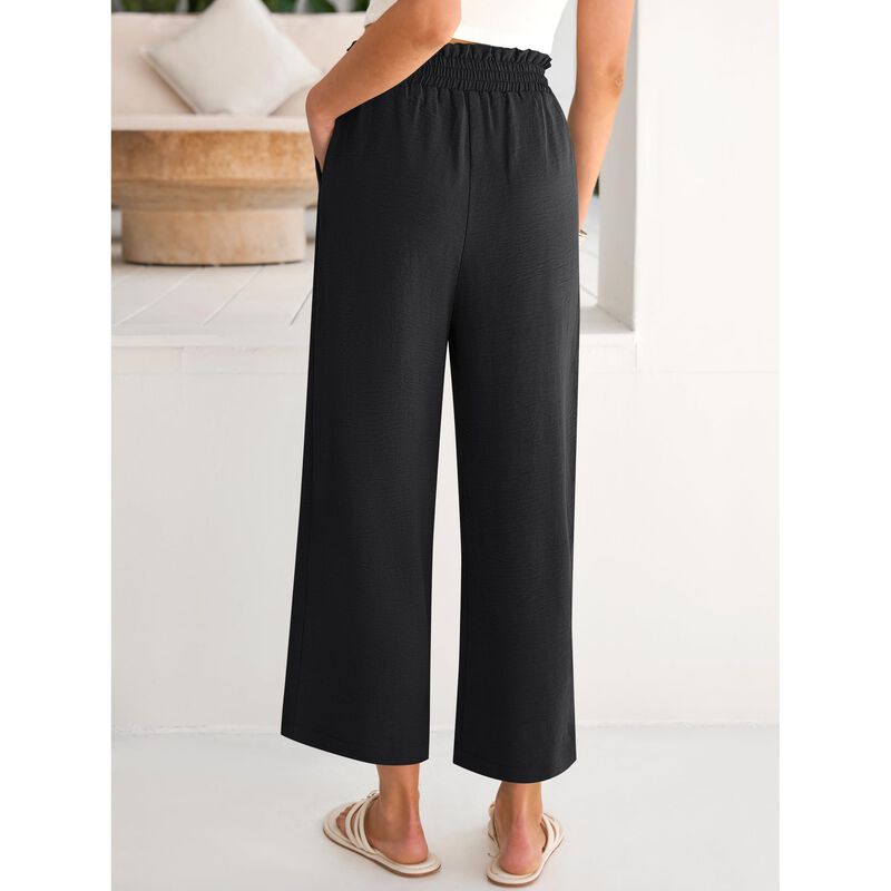 Pantalones Anrabess Corte Corto Pierna Ancha Ne... image number null