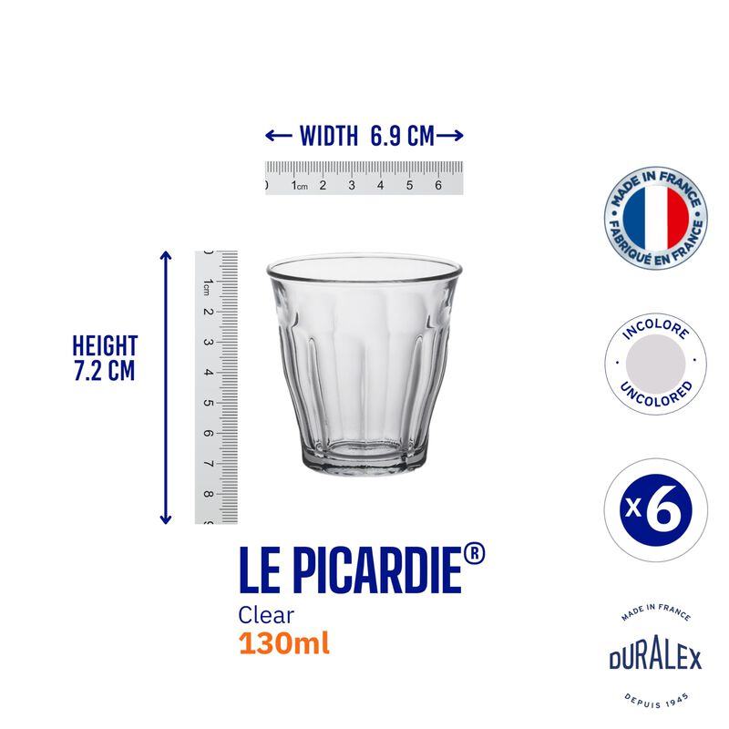 Vaso Duralex Picardie Clear 130 Ml, Juego De 6 image number null