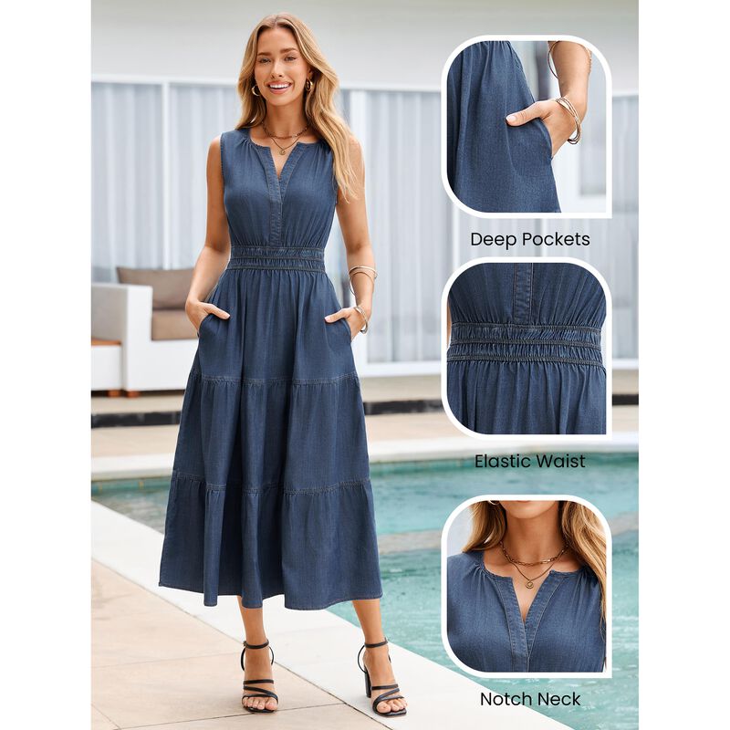 Vestido Berrygo de Mezclilla Maxi Corte A Sin M... image number null